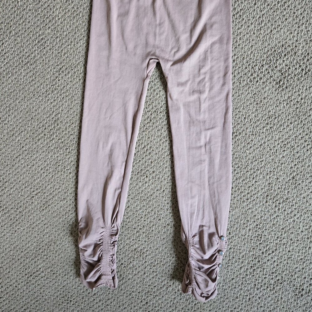 Stylish Beige Leggings with Button Detail, Size: S/M, by Yu & Me
